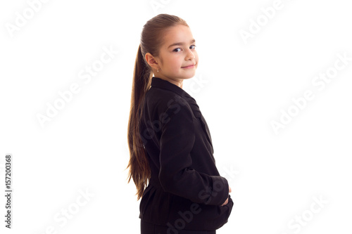Little girl in black jacket 