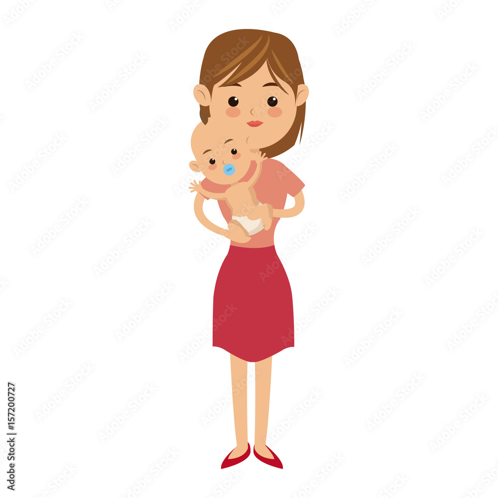 family mother carrying her baby cute image vector illustration family mother carrying her baby cute image vector illustration