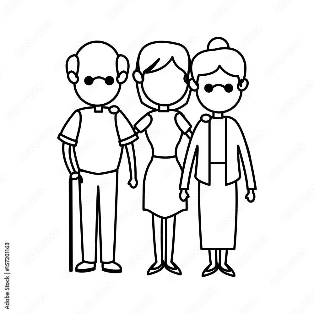 family parent and grandparents together character vector illustration