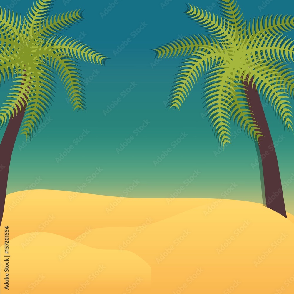 beach with palms. colorful design. vector illustration