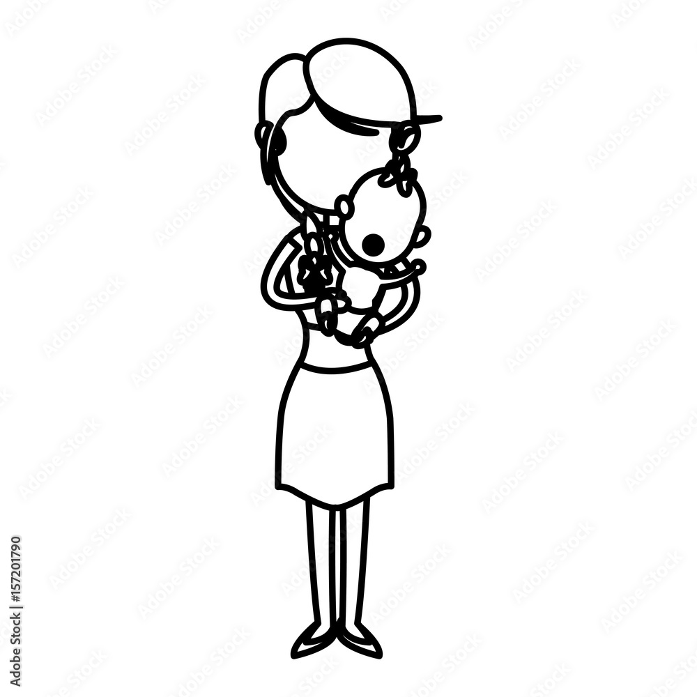 family mother carrying her baby cute image vector illustration family mother carrying her baby cute image vector illustration