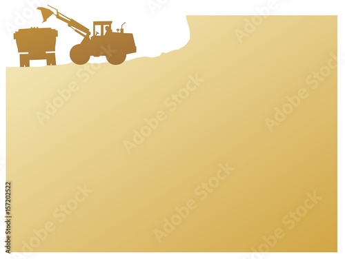 Bulldozer loading a dump truck with dirt, civil engineering background