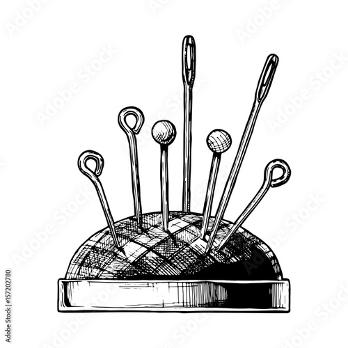 hand drawn illustration of pin cushion