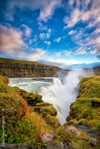 Beautiful and famous Gullfoss waterfall in Iceland