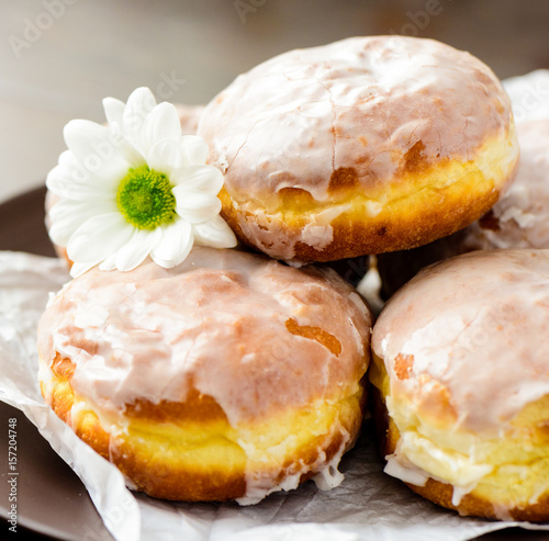 Homemade donuts with flowers