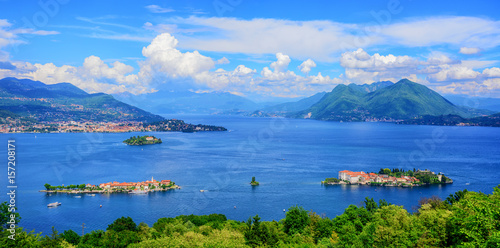 Panoramic view of Lago Maggiore lake, Italy photo