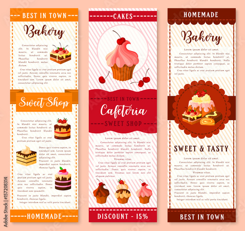 Cake, bakery and pastry dessert banner template