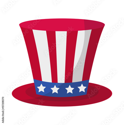 Cylinder hat icon flat style. 4th july concept. Isolated on white background. Vector illustration