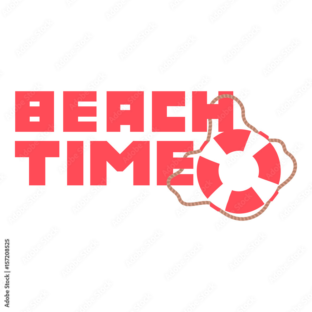 Lettering cute beach time with lifeline label Lettering cute beach time with lifeline label