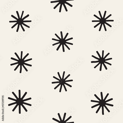 Vector seamless sunburst shapes freehand pattern. Abstract background with round brush strokes. Hand drawn texture