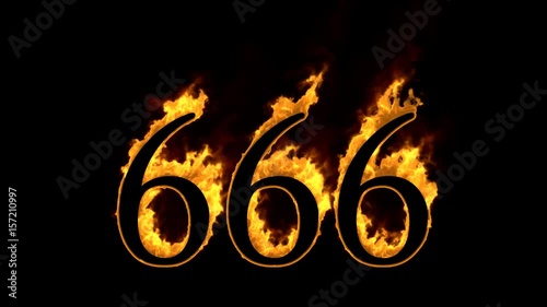 Fire number 666 isolated on black