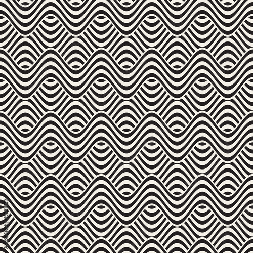 Abstract geometric pattern with wavy lines. Interlacing rounded stripes design. Seamless vector background. © Samolevsky