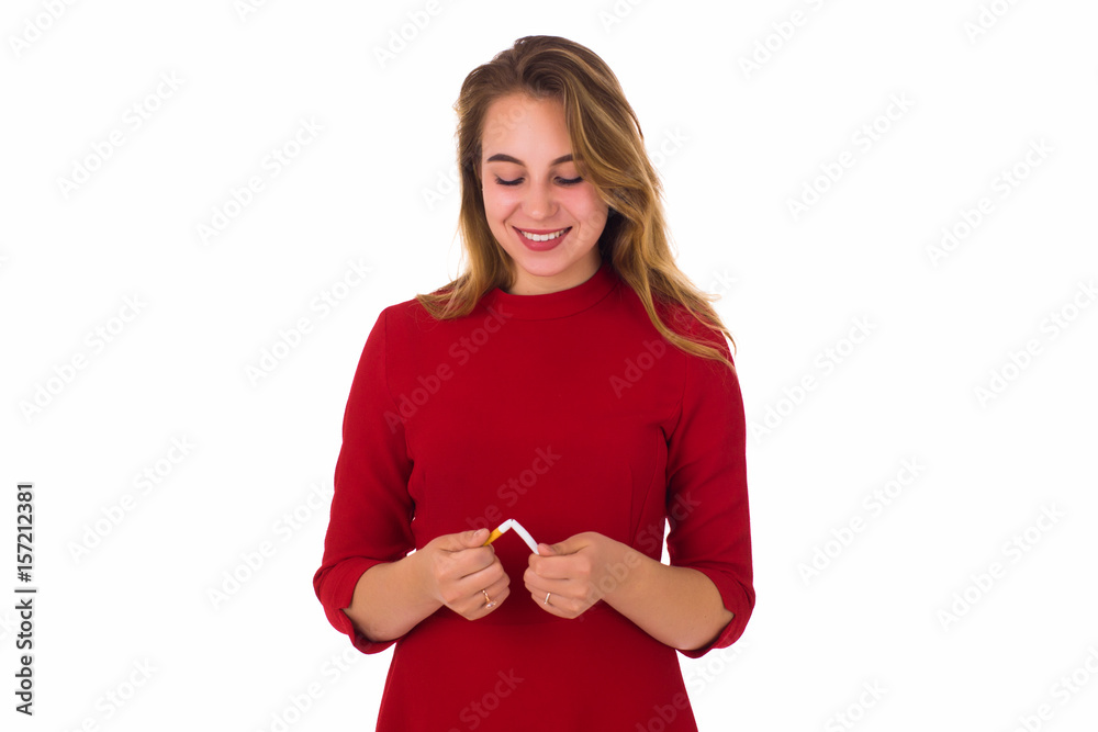 Young pretty woman, stop smoking Young pretty woman, stop smoking