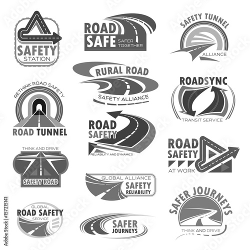 Vector icons set for road safety construction