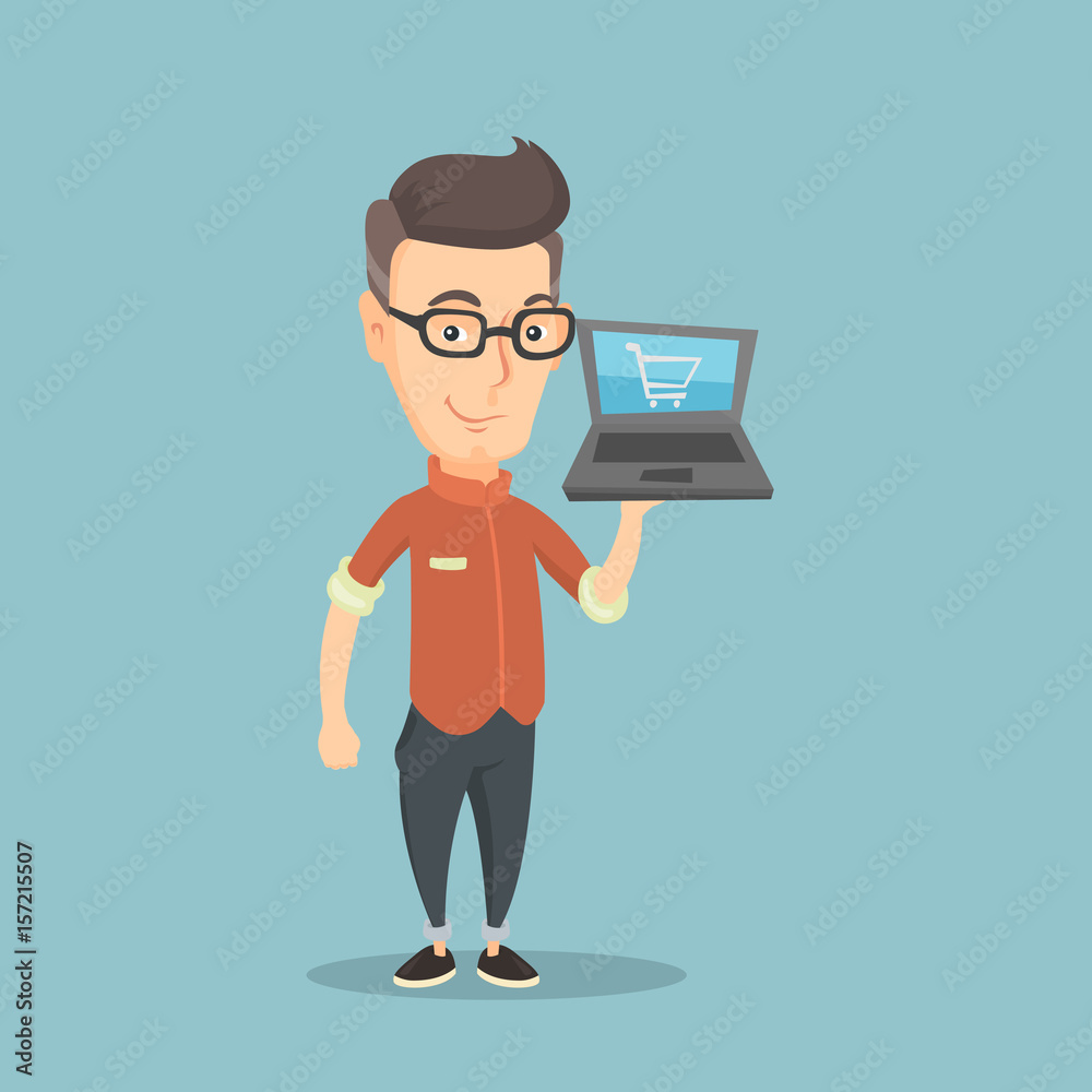 Man shopping online vector illustration. Man shopping online vector illustration.