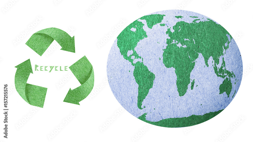 Recycle icon, Save energy concept love the earth, paper texture recycle and the earth icon isolate with white background, and incude save with path files. Recycle icon, Save energy concept love the earth, paper texture recycle and the earth icon isolate with white background, and incude save with path files.