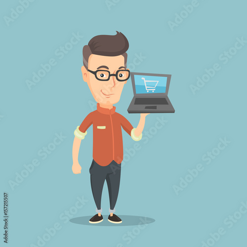 Man shopping online vector illustration.
