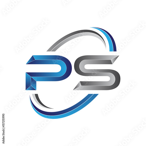 Simple initial letter logo modern swoosh PS