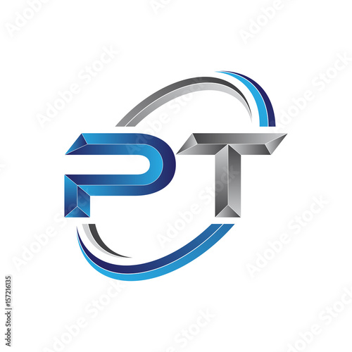 Simple initial letter logo modern swoosh PT