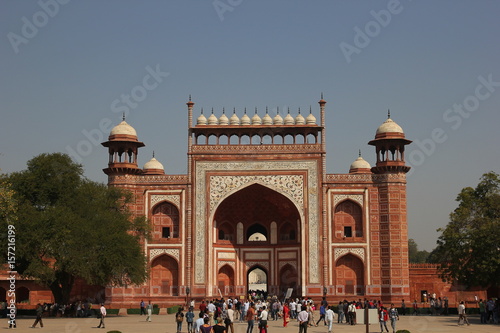 Quadro em tela Eingang zum Taj Mahal Mausoleum in Agra, Bundesstaat Uttar Pradesh, Indien
