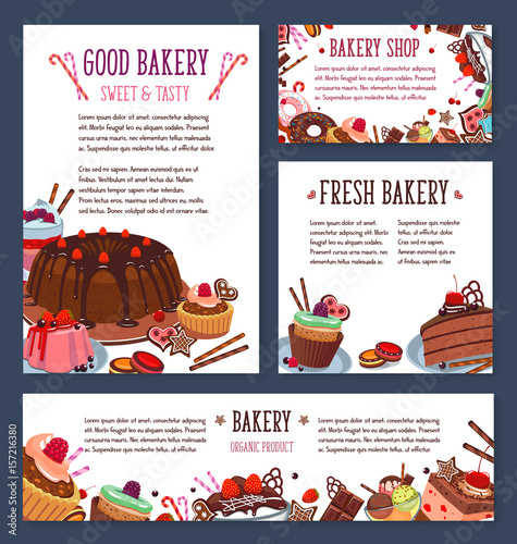 Vector templates for bakery shop cakes dessers photo