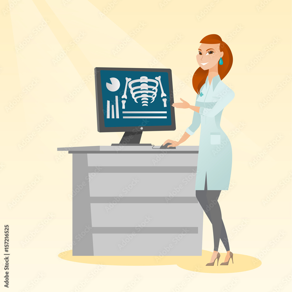 Doctor examining a radiograph vector illustration. Doctor examining a radiograph vector illustration.