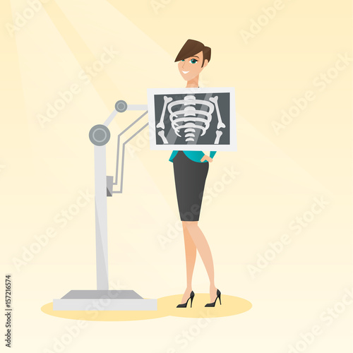 Patient during x ray procedure vector illustration