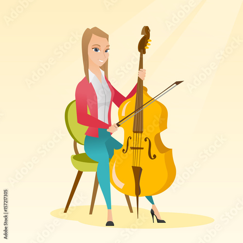 Woman playing the cello vector illustration.
