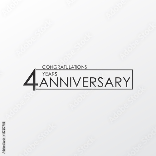 black color elegant and simple 4 years anniversary. lines vector design for family, shop, business, company, or various event Print