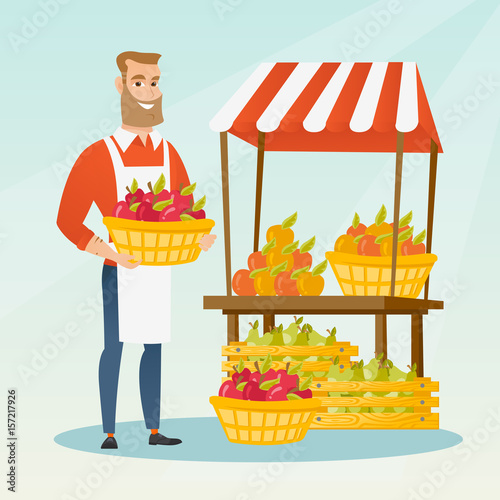 Street seller with fruits and vegetables.