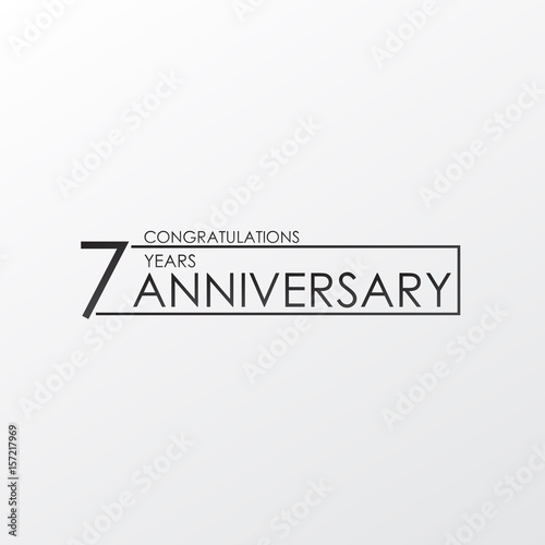 black color elegant and simple 7 years anniversary. lines vector design for family, shop, business, company, or various event Print