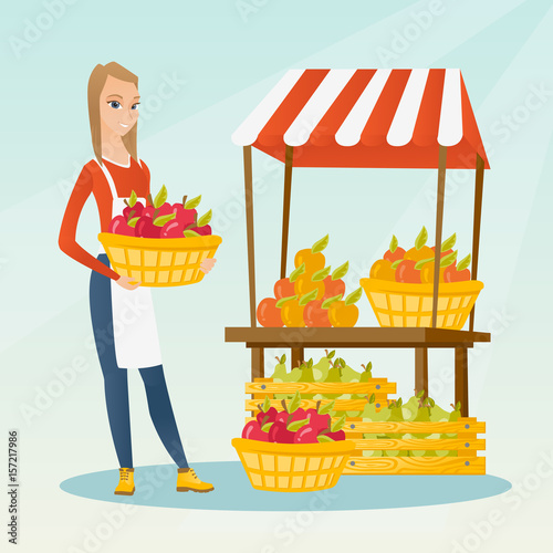 Street seller with fruits and vegetables.