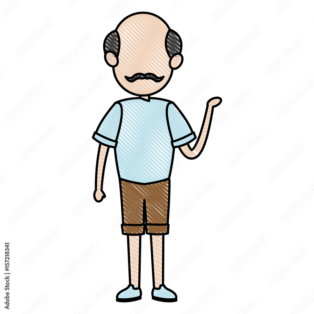 cute dad bald and mustache with short pants vector illustration cute dad bald and mustache with short pants vector illustration