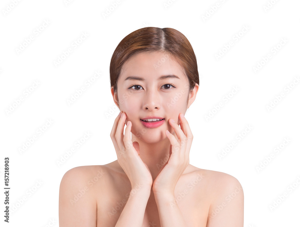 Asian woman skin care image on isolate background Asian woman skin care image on isolate background