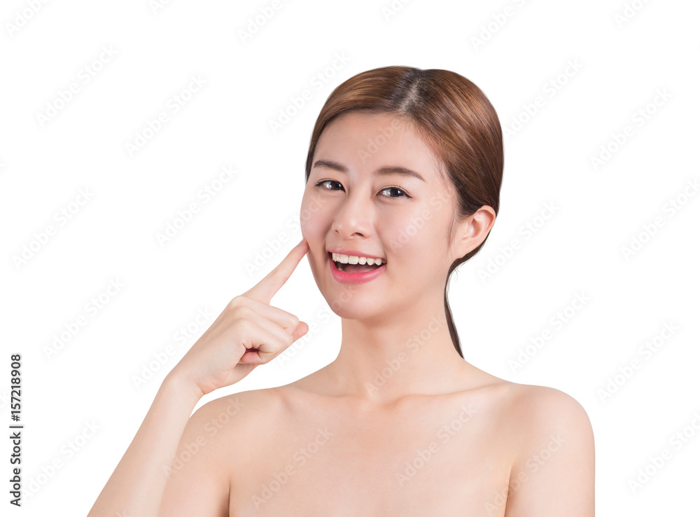 Asian woman skin care image on isolate background Asian woman skin care image on isolate background