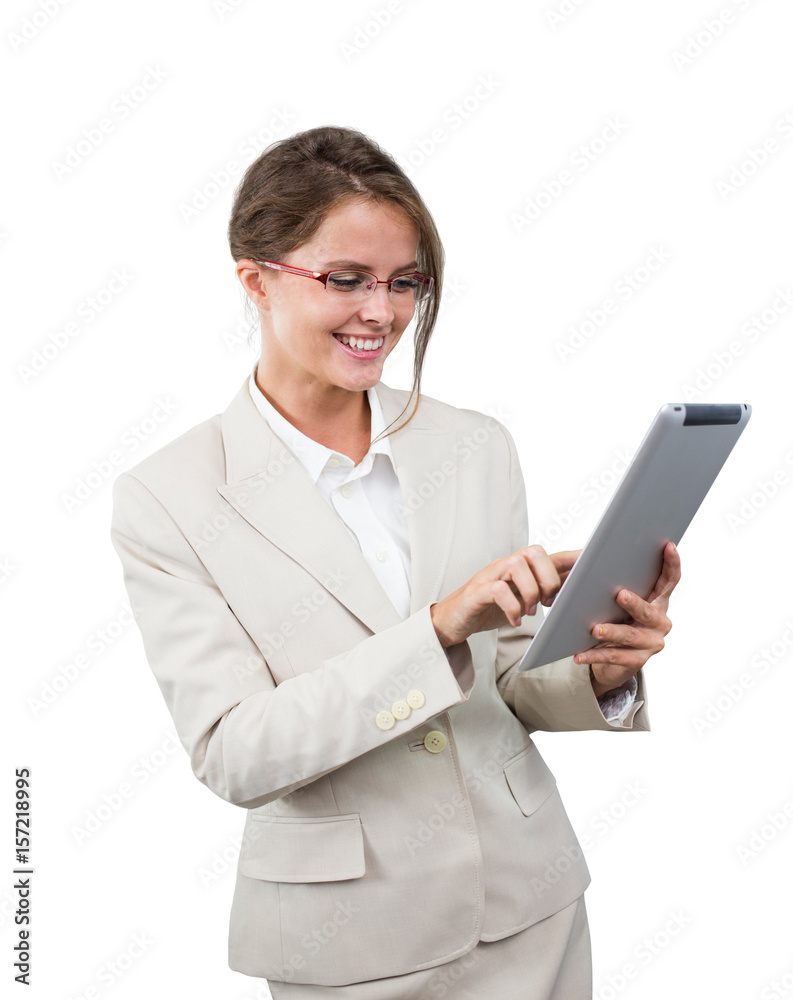 Business women use lablet isolate background Business women use lablet isolate background