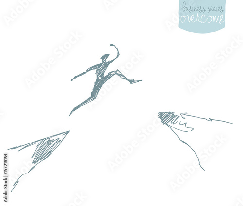 Silhouette man jumping over gap Concept vector