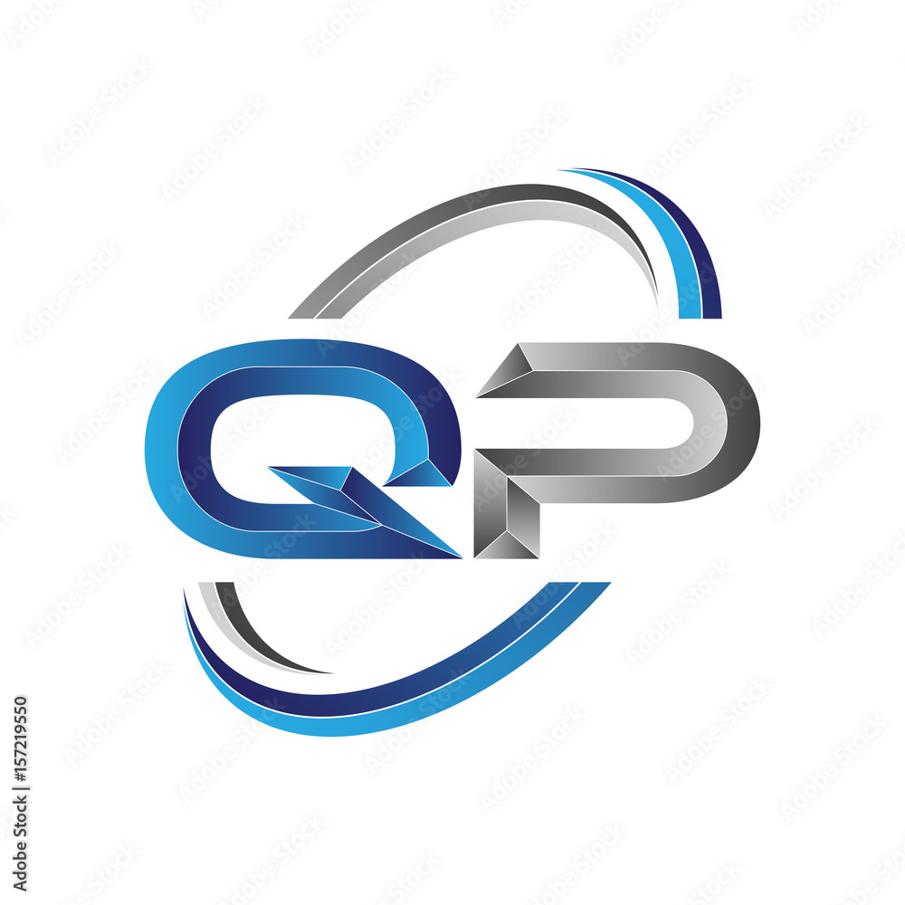 Simple initial letter logo modern swoosh QP