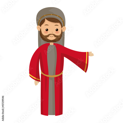 cute cartoon joseph father manger image vector illustration