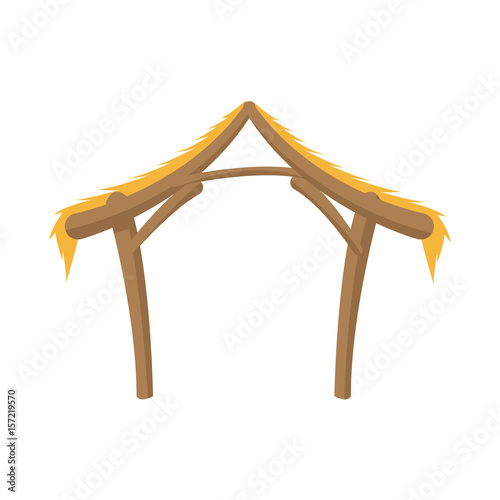 wooden hut house manger design image vector illustration