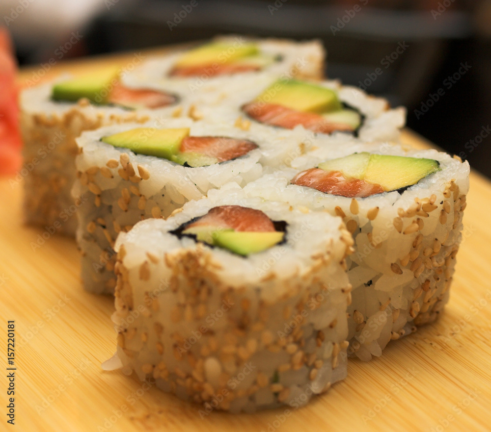 rolls with shrimp, crab and avocado rolls with shrimp, crab and avocado