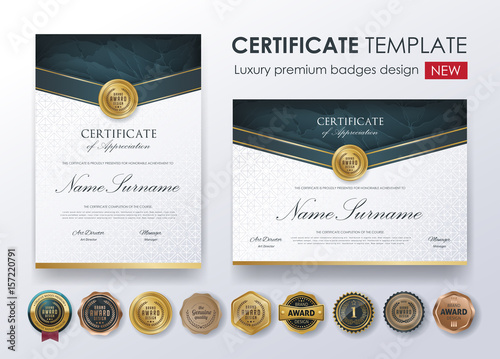 certificate template with luxury pattern,diploma,Vector illustration and vector Luxury premium badges design,Set of retro vintage badges and labels.