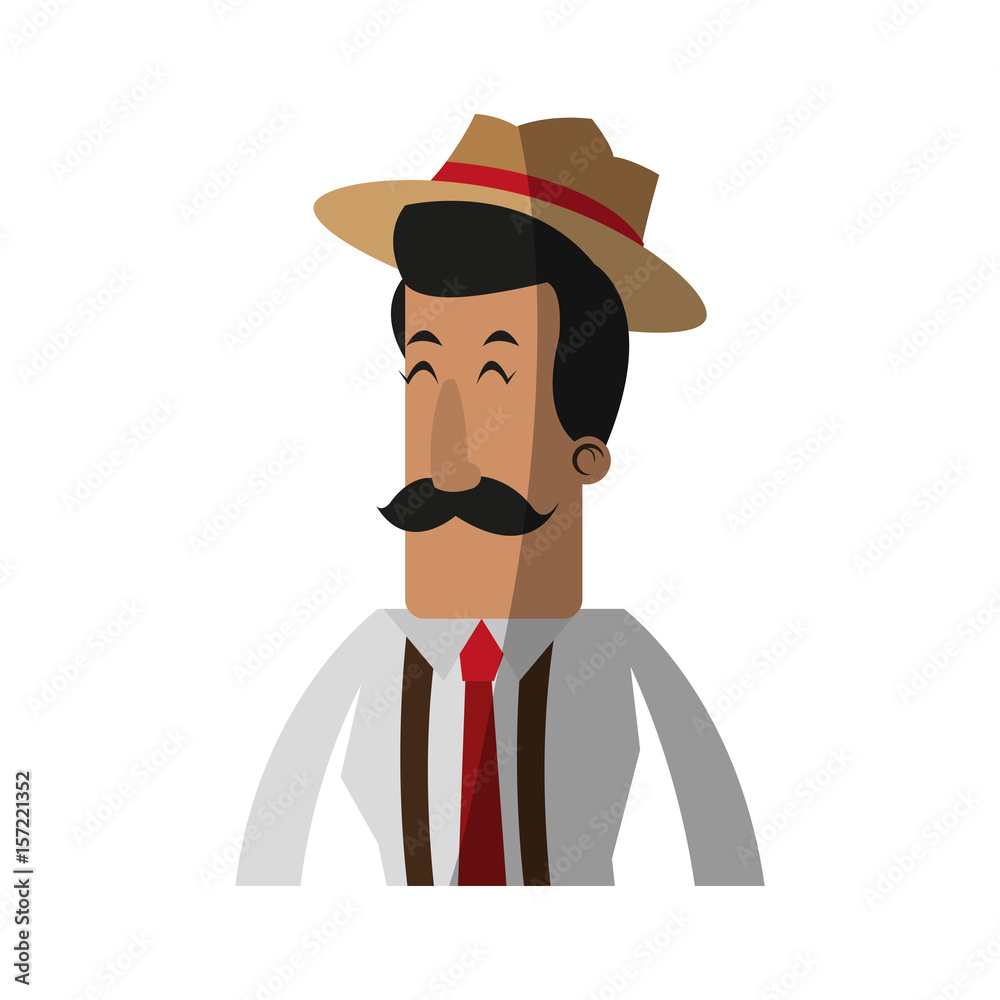 man wearing hat with hipster style character  icon image vector illustration design 