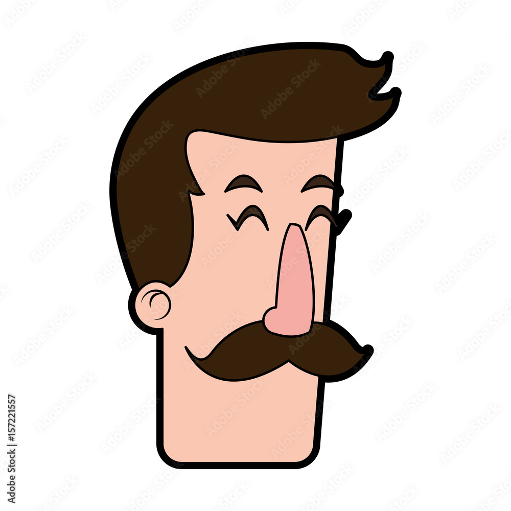 head of man with mustache  icon image vector illustration design 