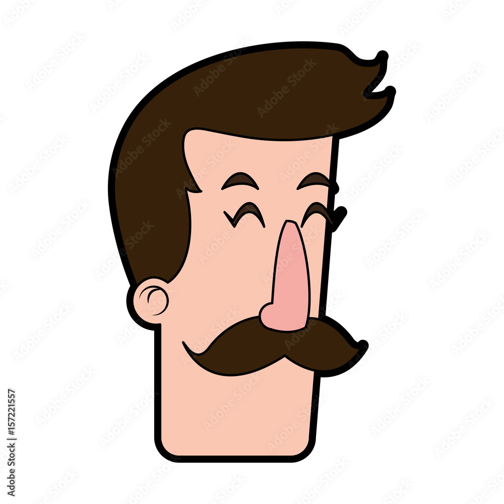 Fototapeta premium head of man with mustache icon image vector illustration design 