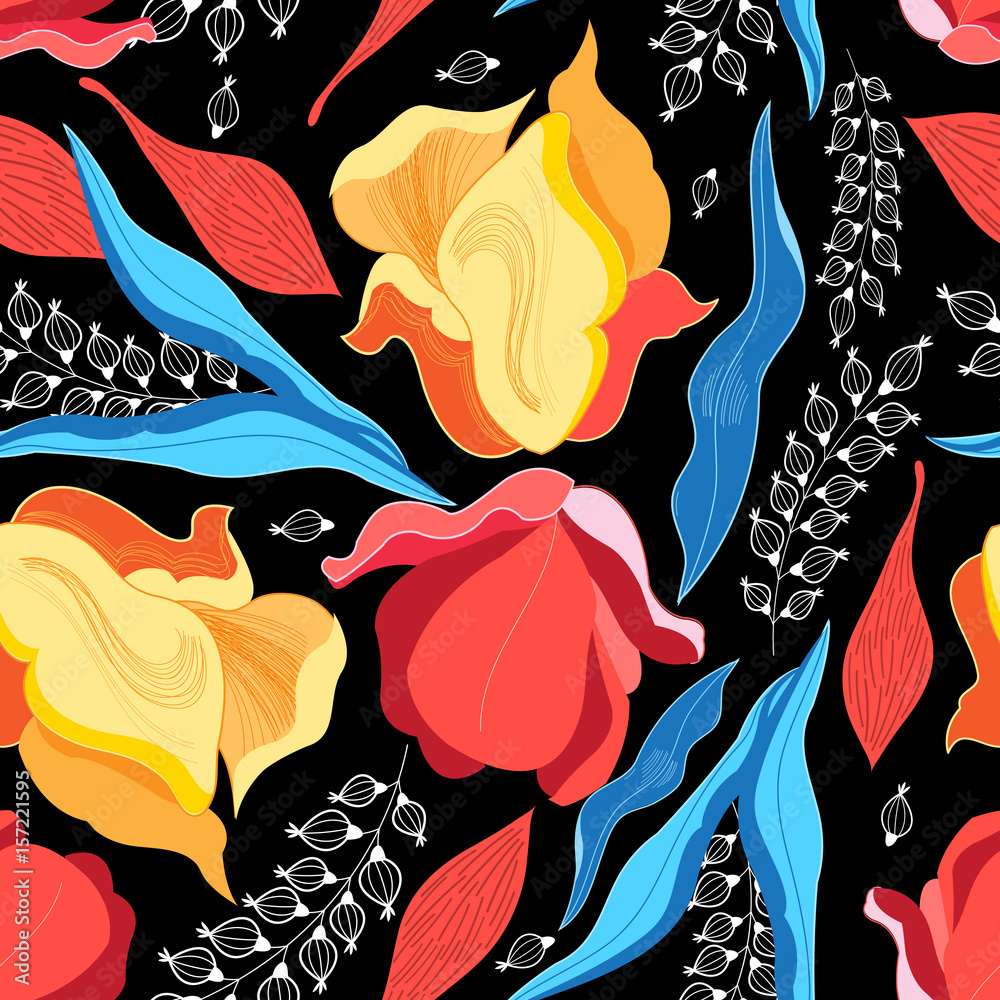 Graphics floral bright vector pattern