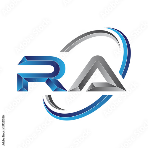 Simple initial letter logo modern swoosh RA