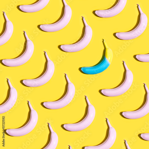 Series of painted bananas with one out concept