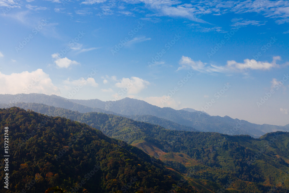 Mountain view, sunny day Mountain view, sunny day