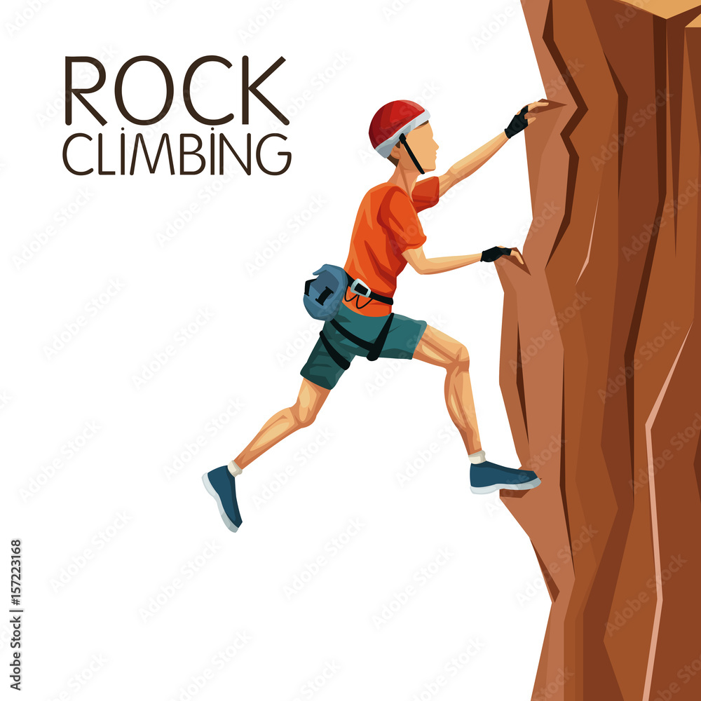 scene man climbing rock mountain without equipment vector illustration scene man climbing rock mountain without equipment vector illustration